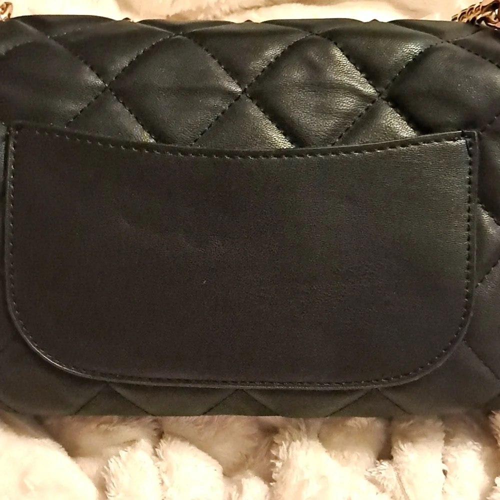 Badgley Mischka Handbag Women's Black Leather Quilted Studs Crossbody Bag